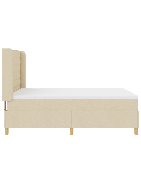 Letto a Molle con Materasso e LED Crema 140x200 cm Tessuto