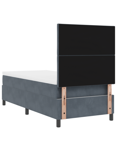 Letto a Rete con Materasso e LED Grigio Scuro 100x200 cm Velluto
