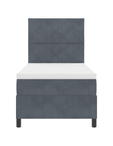 Letto a Sorgente LED Grigio scuro 100 x 200 cm Tessuto