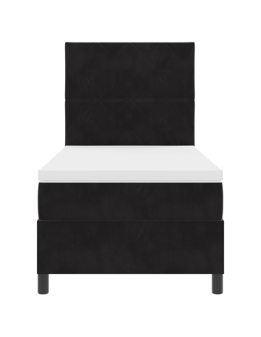 Letto a Sorgente LED con materasso Nero 100 x 200 cm Tessuto