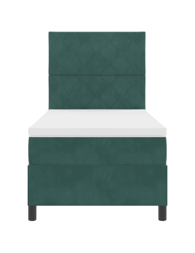 Letto a Sorgente LED Verde Scuro 100 x 200 cm Tessuto