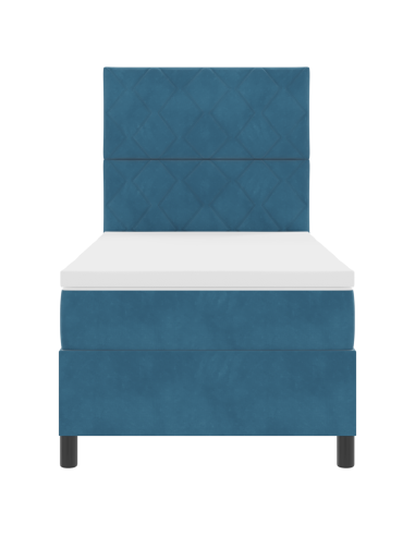 Letto a Sorgente LED Blu Scuro 100 x 200 cm Tessuto