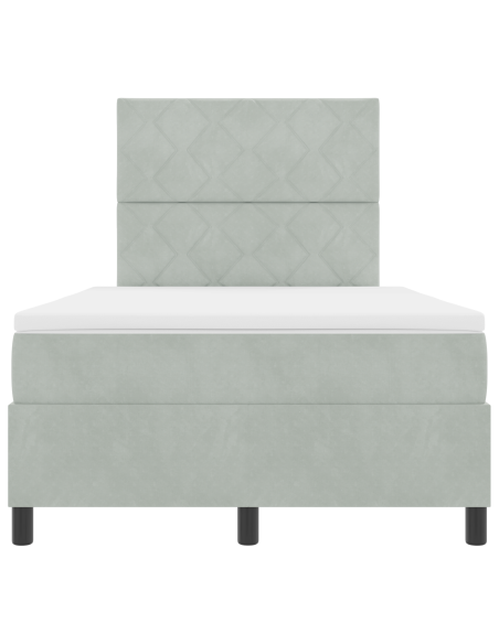 Letto Box Spring con Materasso e Luce LED Grigio Chiaro 120x190 cm Velluto