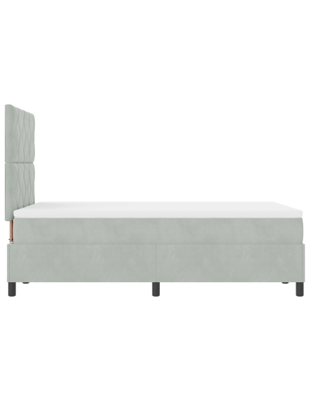 Letto Box Spring con Materasso e Luce LED Grigio Chiaro 120x190 cm Velluto
