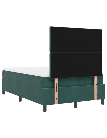 Letto a Molle  con Materasso e LED Verde Scuro 120x190 cm in Velluto