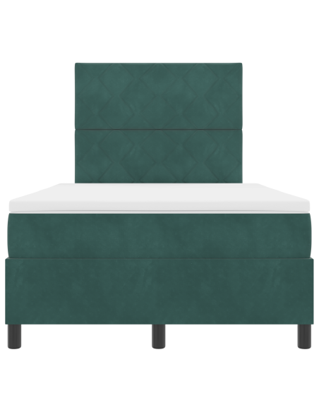 Letto a Molle  con Materasso e LED Verde Scuro 120x190 cm in Velluto