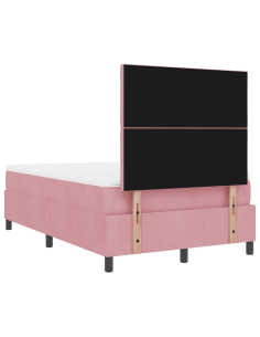 Letto a Sorgente LED con materasso Rosa 120 x 190 cm Tessuto 2