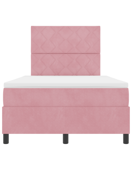 Letto a Box Spring con Materasso e LED Rosa 120x190 cm in Velluto