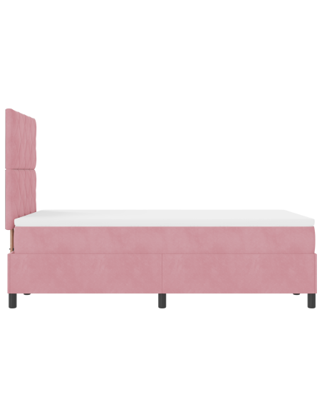 Letto a Box Spring con Materasso e LED Rosa 120x190 cm in Velluto