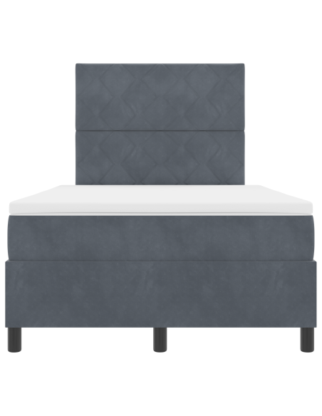 Letto Box Spring con Materasso e LED Grigio Scuro 120x200 cm Velluto