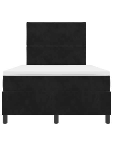 Letto Box Spring  con Materasso e LED Nero 120x200 cm Velluto