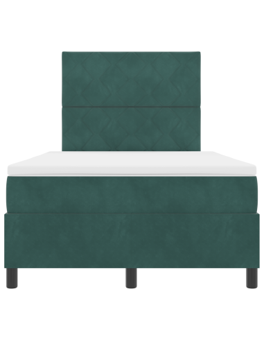 Letto a Sorgente LED Verde Scuro 120 x 200 cm Tessuto