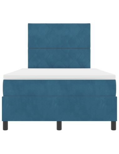 Letto a Sorgente LED Blu Scuro 120 x 200 cm Tessuto