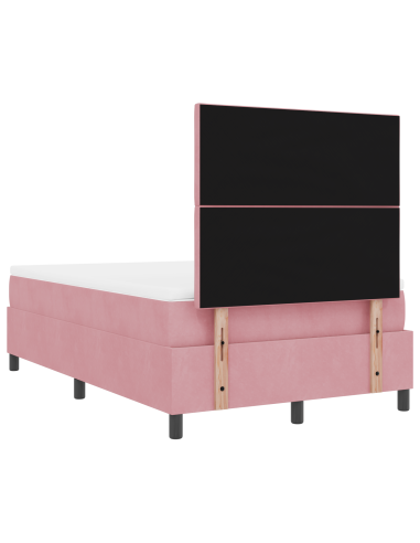 Letto a Sorgente LED con materasso Rosa 120 x 200 cm Tessuto