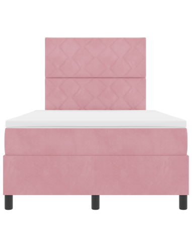 Letto a Sorgente LED con materasso Rosa 120 x 200 cm Tessuto