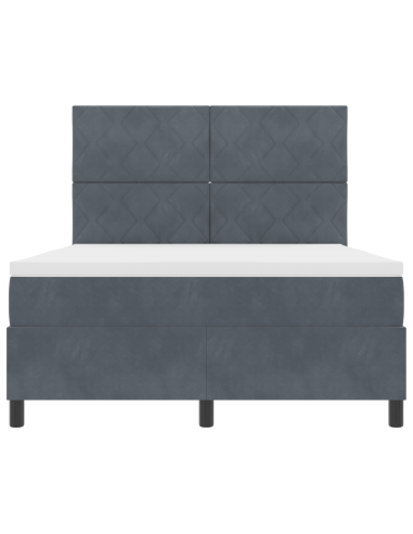 Letto a Sorgente LED Grigio scuro 140 x 190 cm Tessuto