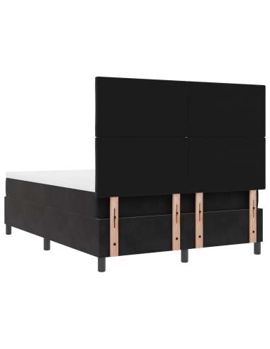 Letto a Sorgente LED con materasso Nero 140 x 190 cm Tessuto