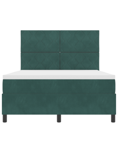 Letto a Sorgente LED Verde Scuro 140 x 190 cm Tessuto