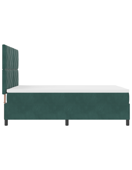 Letto a Molle con Materasso e LED Verde Scuro 140x190 cm Velluto