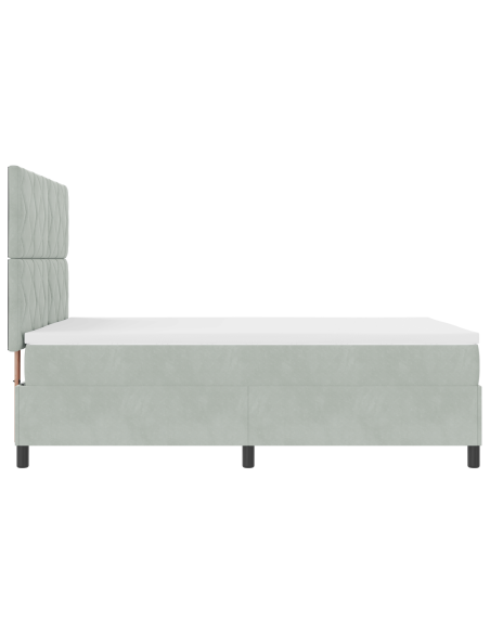 Letto a molle con materasso e luce LED Grigio chiaro 140x200 cm Velluto