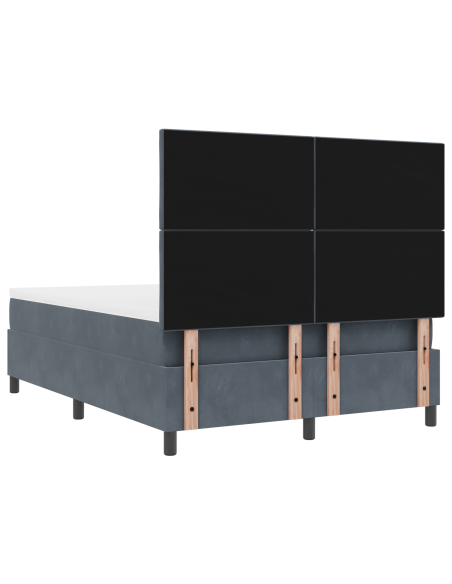 Letto Box Spring con Materasso & LED Grigio Scuro 140x200 cm Velluto