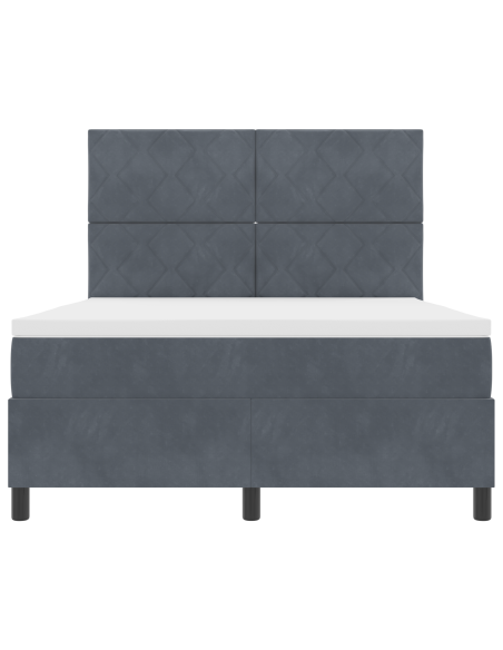 Letto Box Spring con Materasso & LED Grigio Scuro 140x200 cm Velluto