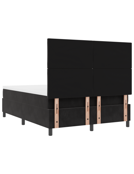 Letto con box spring con materasso & LED nero 140x200 cm velluto
