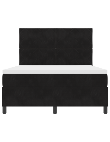 Letto con box spring con materasso & LED nero 140x200 cm velluto