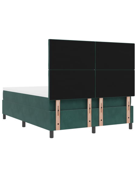 Letto a Molle con Materasso e LED Verde Scuro 140x200 cm Velluto