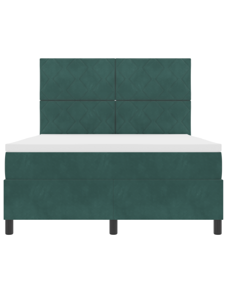 Letto a Molle con Materasso e LED Verde Scuro 140x200 cm Velluto