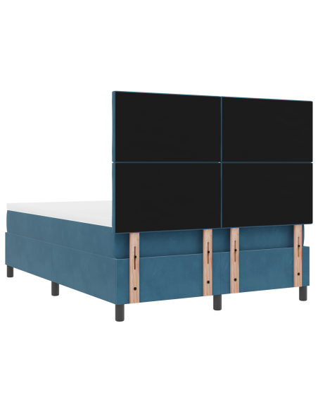 Letto Contenitore con Materasso & LED Blu Scuro 140x200 cm Velluto