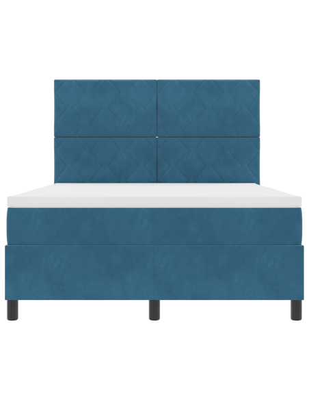Letto Contenitore con Materasso & LED Blu Scuro 140x200 cm Velluto
