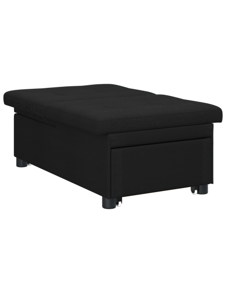 Divano Letto 3-in-1 Design Estraibile Tessuto Nero
