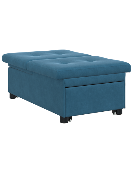 Divano Letto 3-in-1 Estraibile Blu Velluto