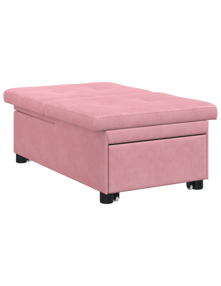 Divano letto 3-in-1 Design Estraibile Velluto Rosa