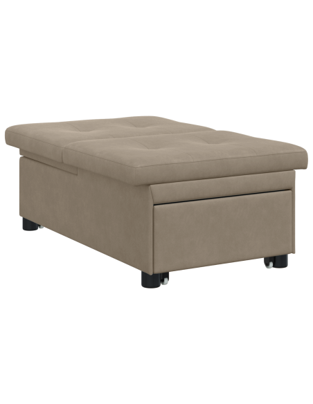 Divano Letto 3-in-1 Design Estraibile Tessuto Tortora