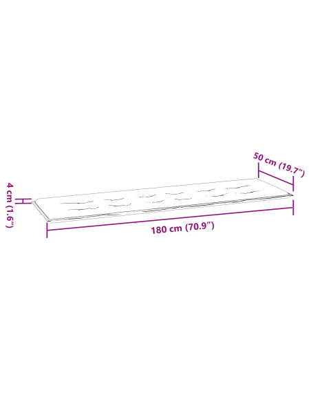 Cuscino da panca da giardino - Turchese, 180x50x4 cm, Tessuto Oxford