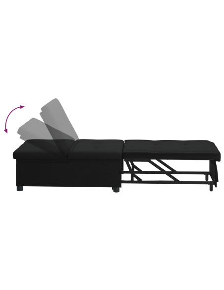 Divano Letto 3-in-1 Design Estraibile Tessuto Nero