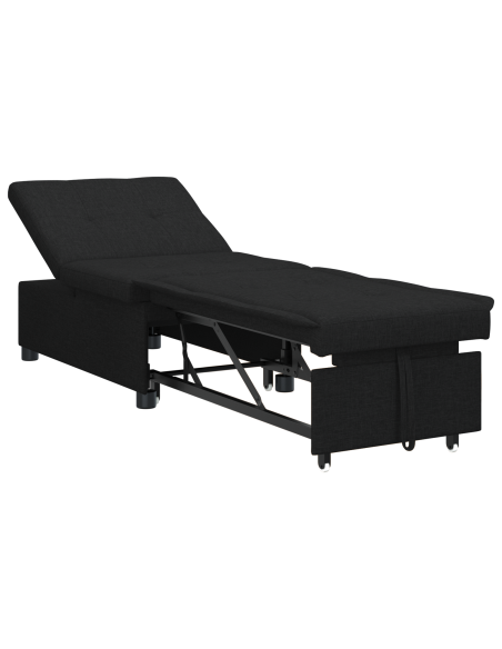 Divano Letto 3-in-1 Design Estraibile Tessuto Nero