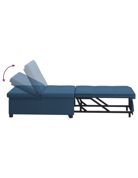 Divano Letto 3 in 1 Design Estraibile Tessuto Blu