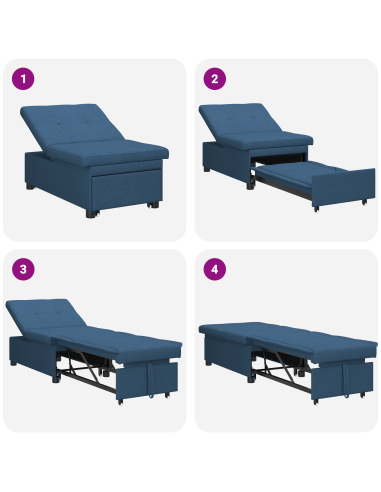 Divano Letto Estraibile Blu 194 x 50 x 82 cm Legno compensato