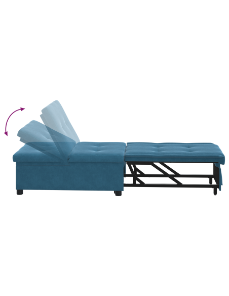 Divano Letto 3-in-1 Estraibile Blu Velluto