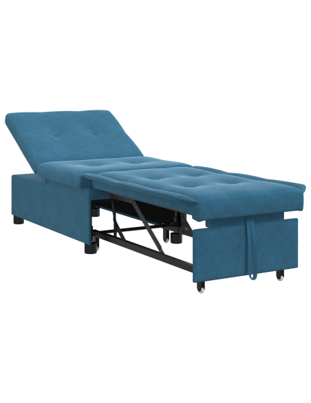 Divano Letto 3-in-1 Estraibile Blu Velluto