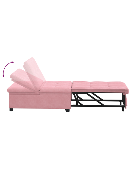 Divano letto 3-in-1 Design Estraibile Velluto Rosa
