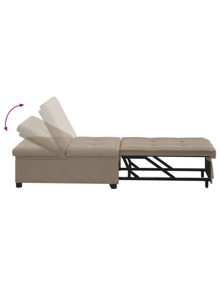 Divano Letto 3-in-1 Design Estraibile Tessuto Tortora