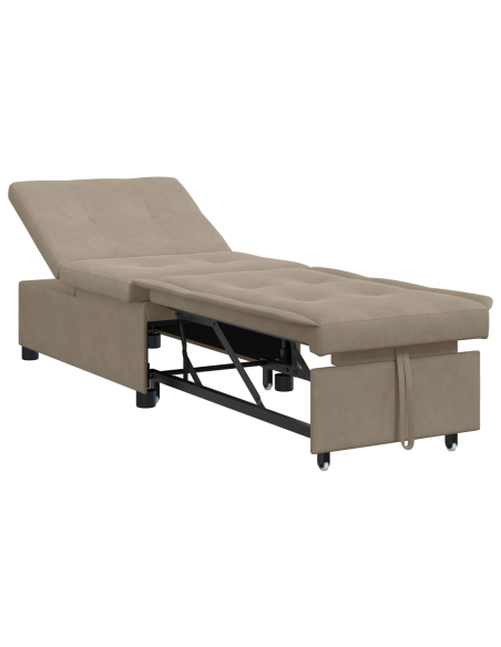 Divano Letto 3-in-1 Design Estraibile Tessuto Tortora