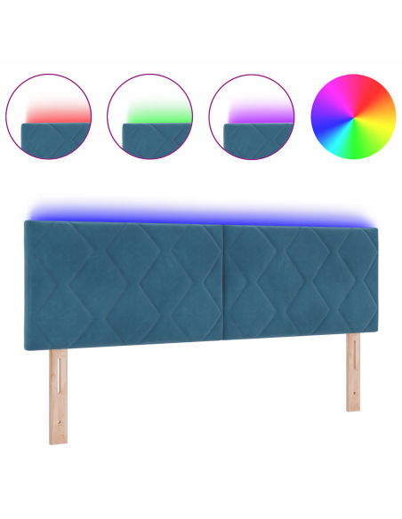 Testata LED  Design a Blocchi di Diamante Blu Scuro 144 cm Velluto