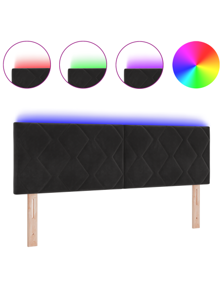 Testata LED Design a Blocchi di Diamante Nera 160 cm Velluto