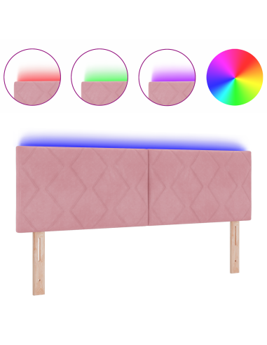 Testiera LED Rosa 160 cm Pelle Sintetica