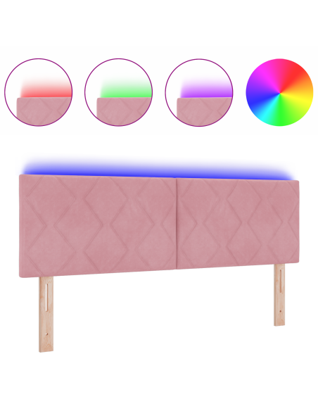Testata LED a blocchi di diamante Rosa 160 cm Velluto